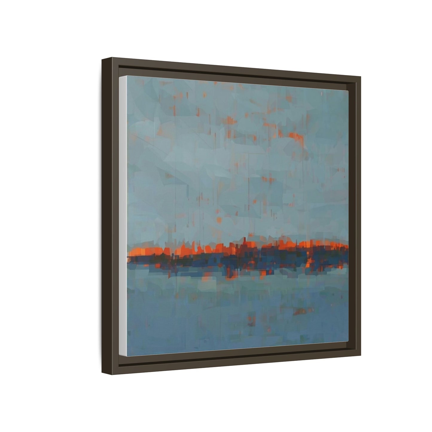 Framed Canvas Art — Teal & Orange Abstract Seascape
