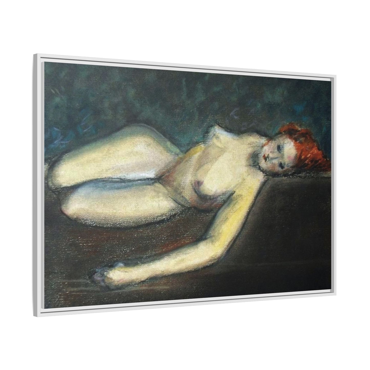 Lying nude by Paul Gosselin Framed Matte Canvas Wall Art Print
