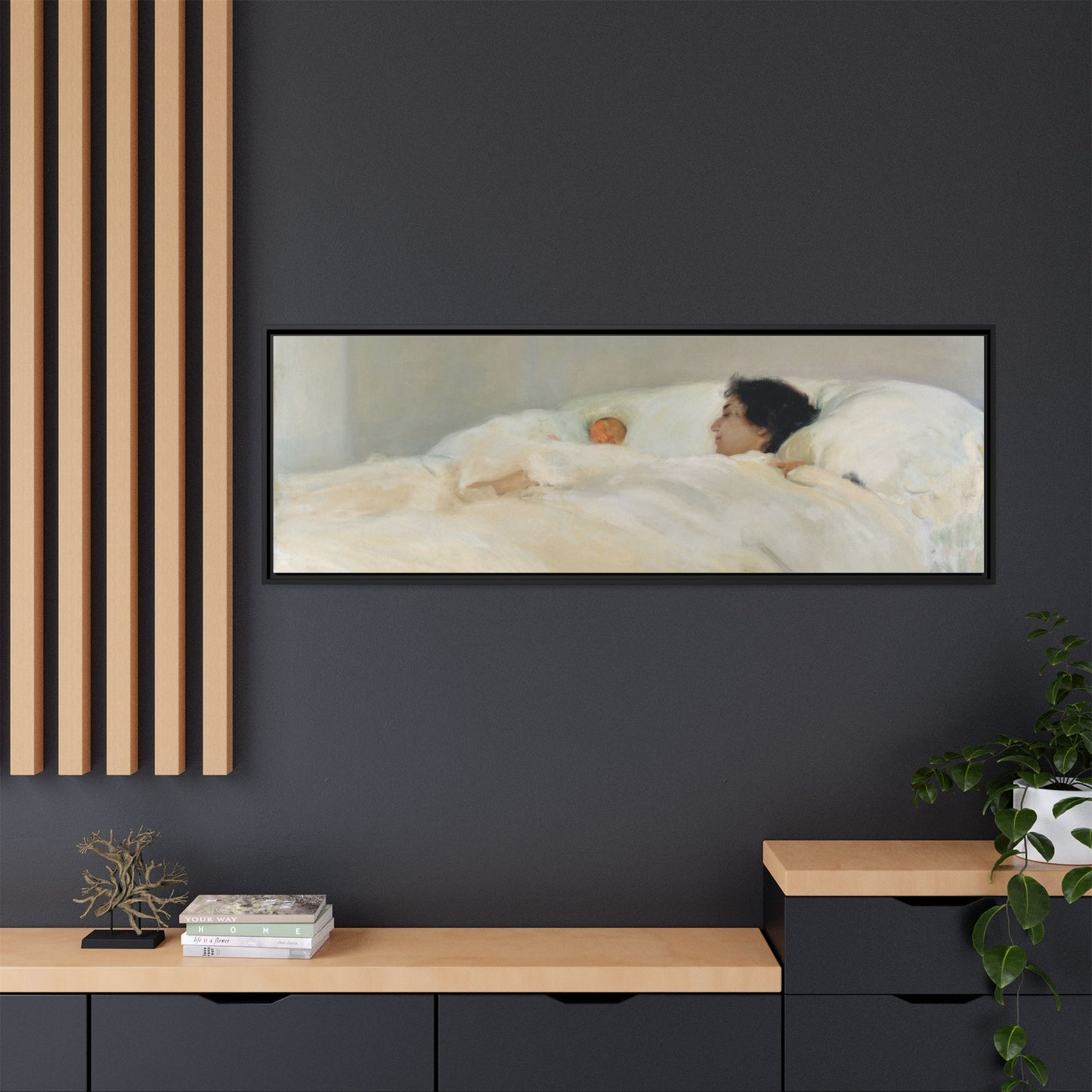 Mother by Joaquin Sorolla y Bastida Framed Matte Canvas Wall Art Print