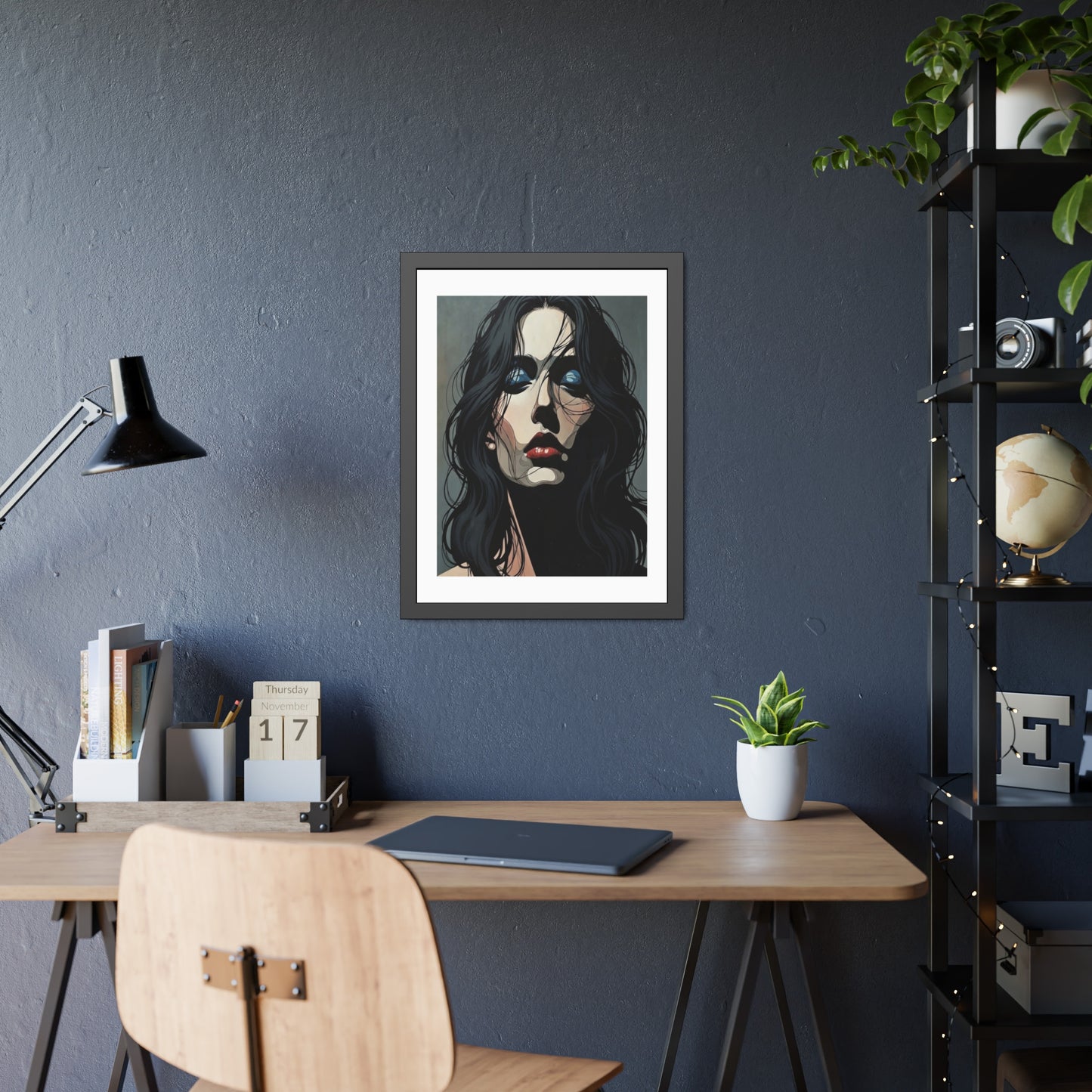 Framed Poster — Moody Portrait Art Print (Dark Feminine Wall Decor)