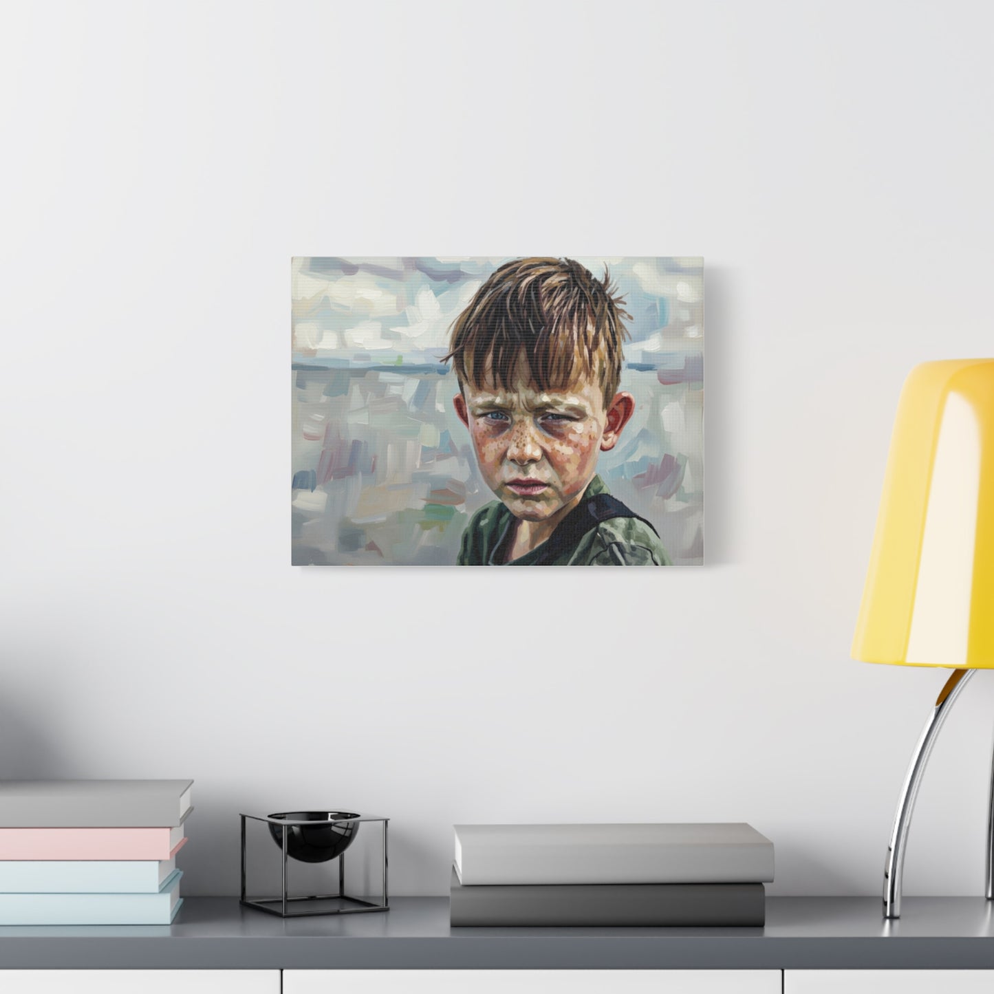 Melancholic Boy Portrait Canvas Print — Matte Stretched Wall Art