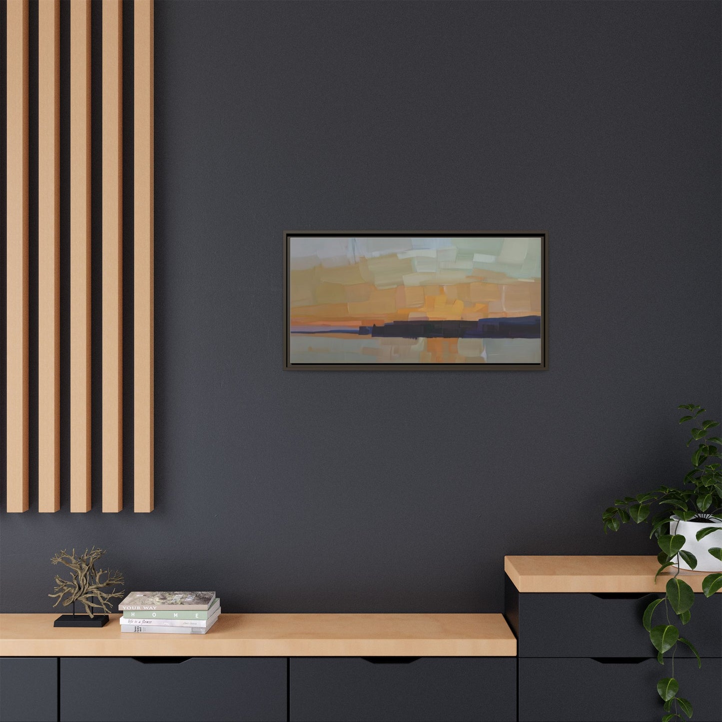 Framed Matte Canvas Sunset Abstract Landscape Art Print