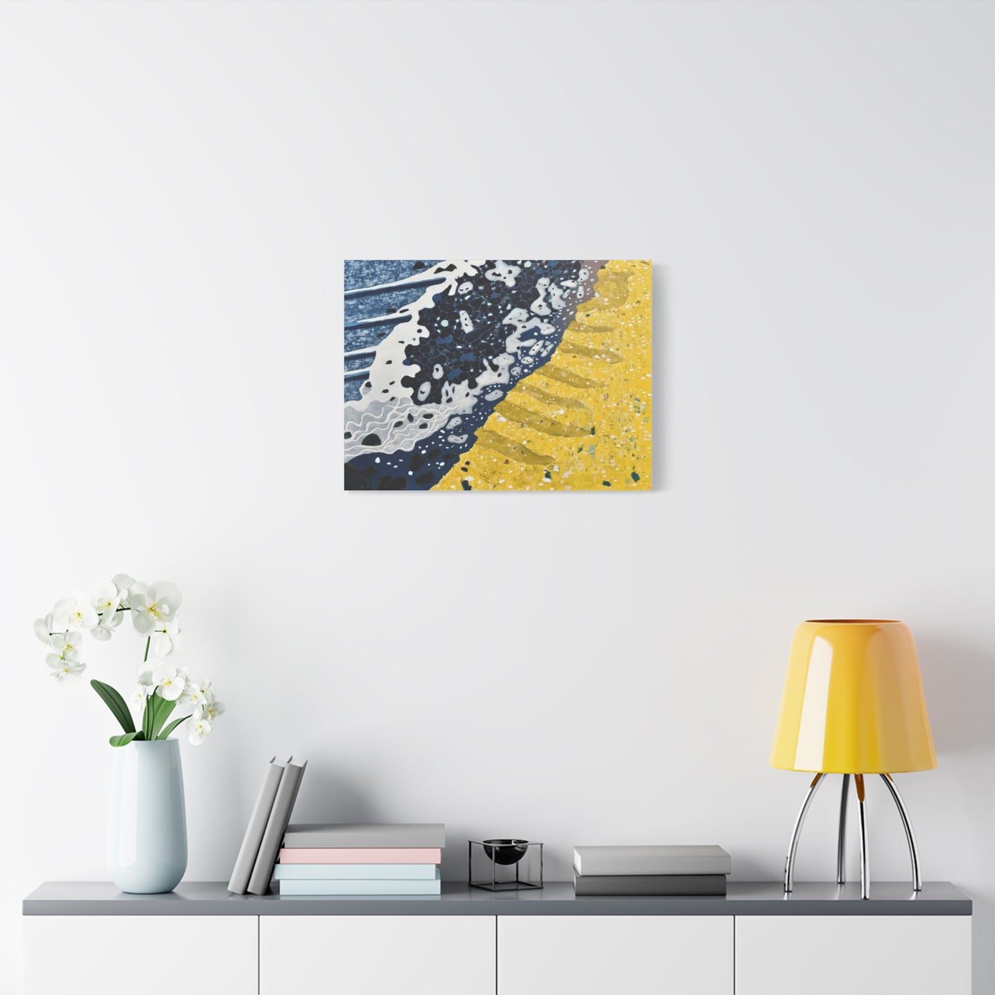 Abstract Blue & Yellow Fluid Art Canvas Print — Matte Stretched Wall Art