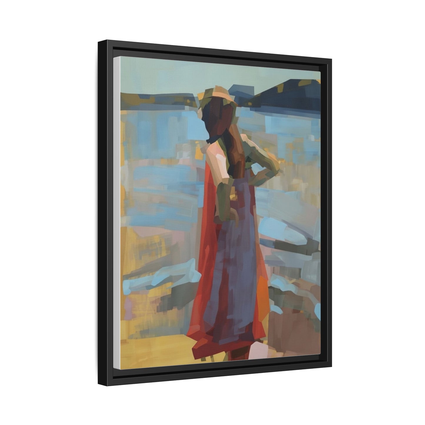 Framed Matte Canvas Print — Coastal Woman Abstract Art