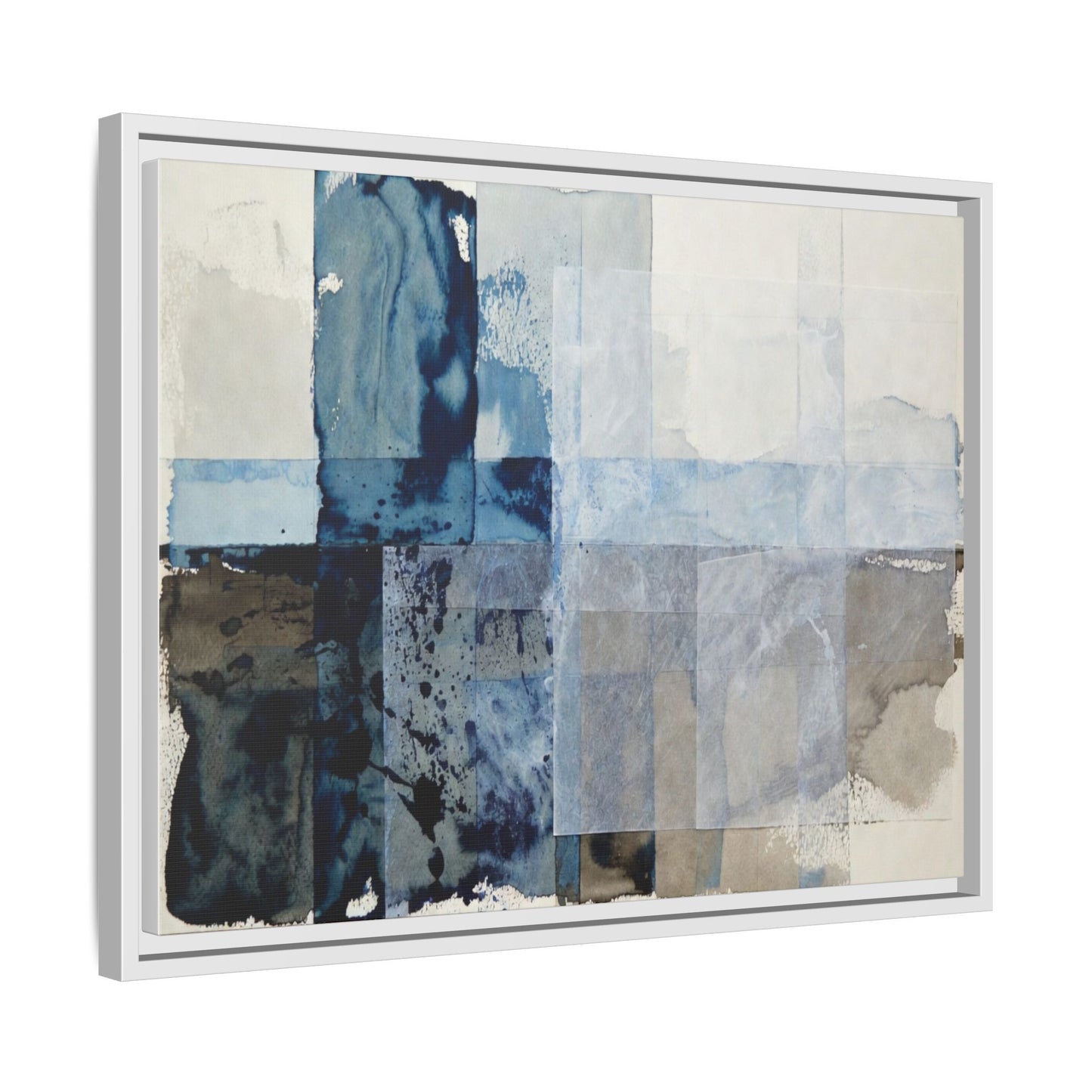 Abstract Coastal Blue Framed Canvas Art