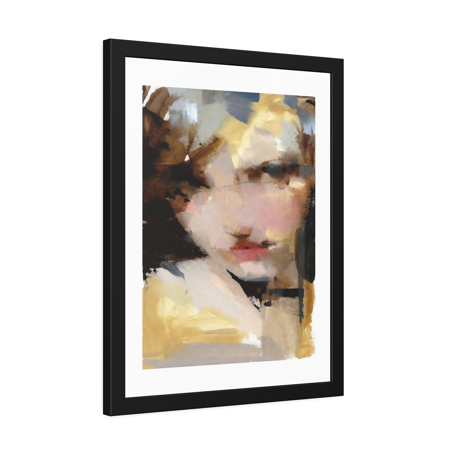 Abstract Portrait Framed Poster – Modern Impressionist Wall Art