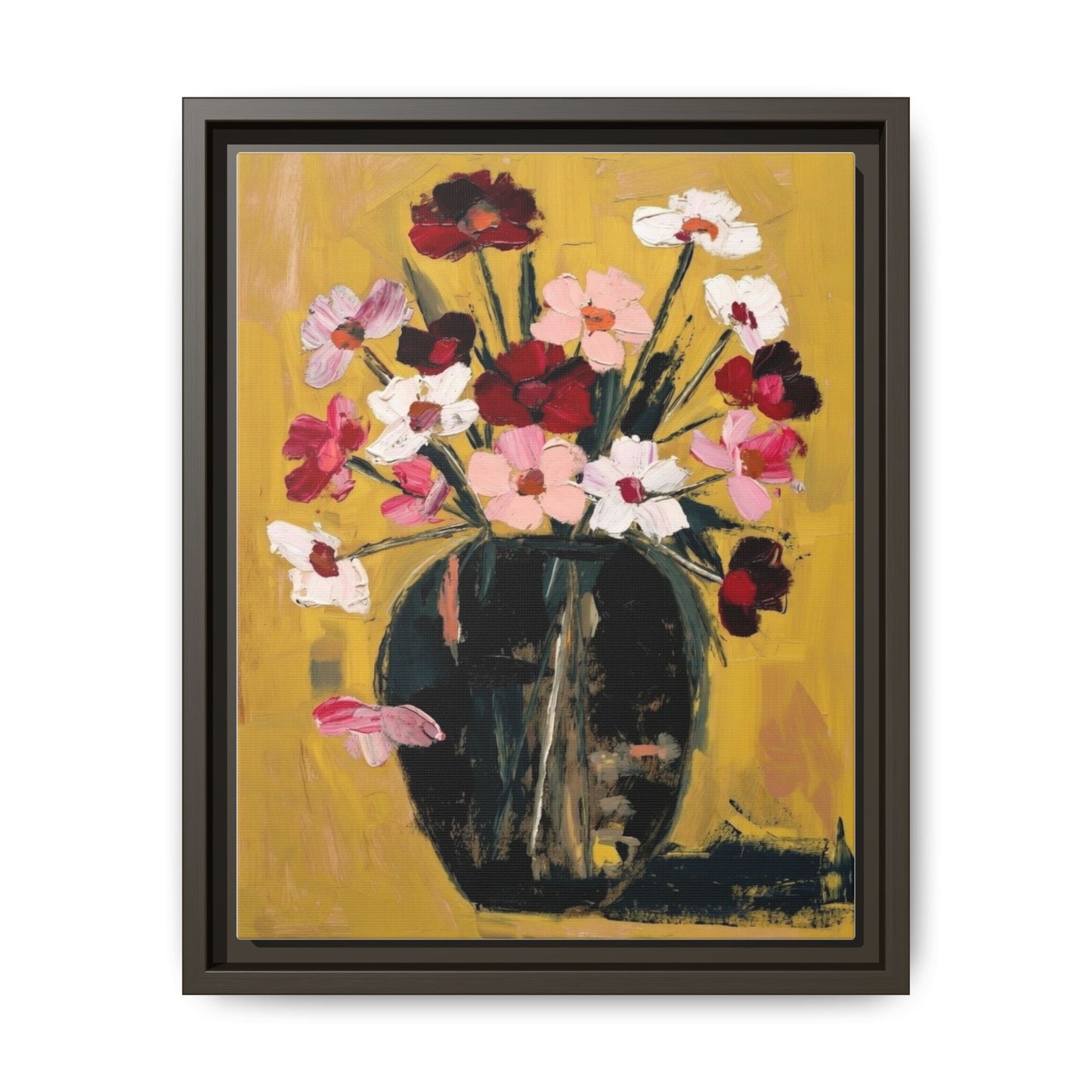 Framed Matte Canvas Floral Still Life Wall Art