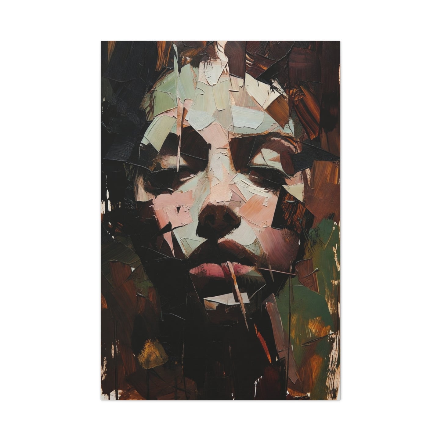 Abstract Portrait Matte Stretched Canvas (1.25") — Contemporary Textured Face Art