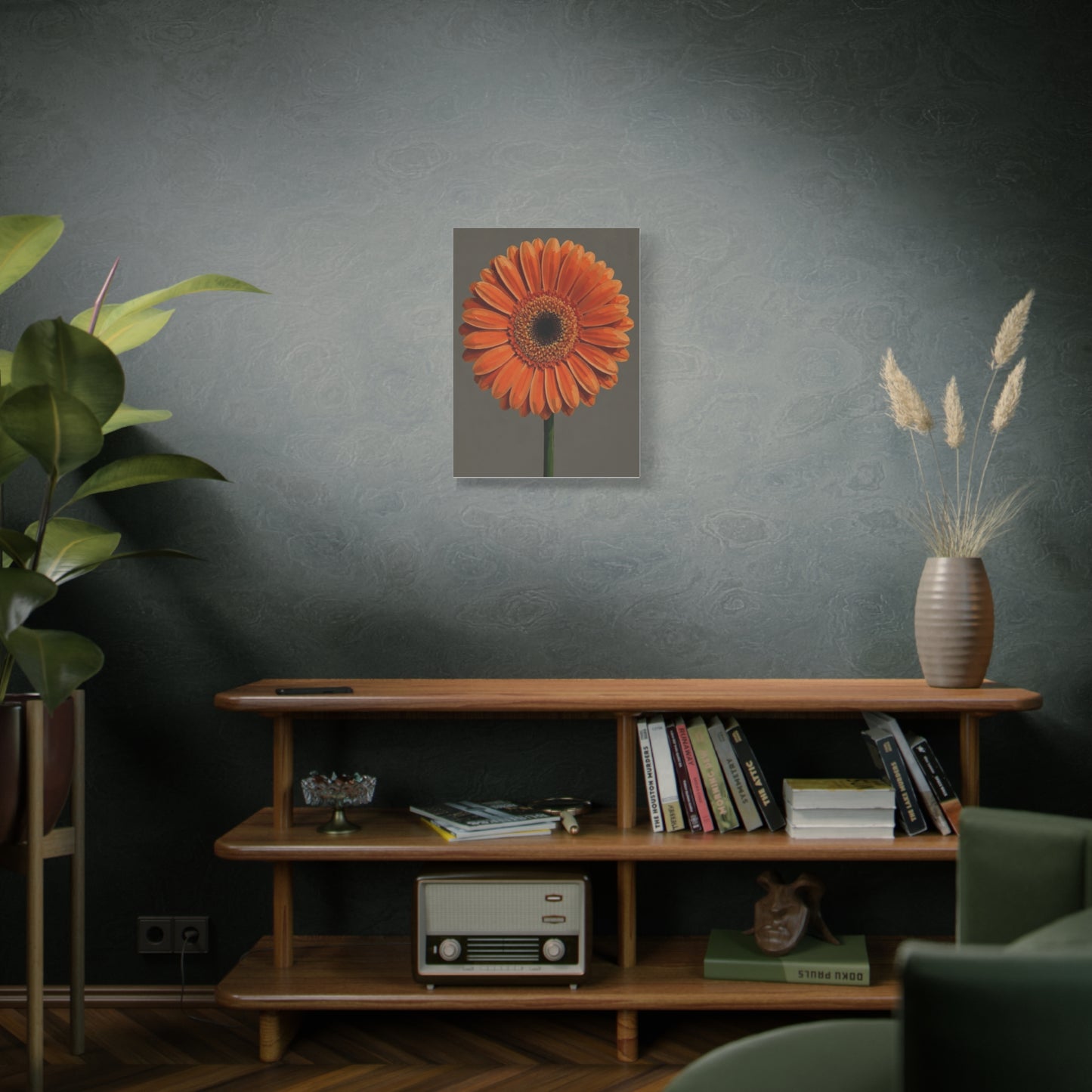 Orange Gerbera Flower Matte Canvas Print — Stretched Wall Art