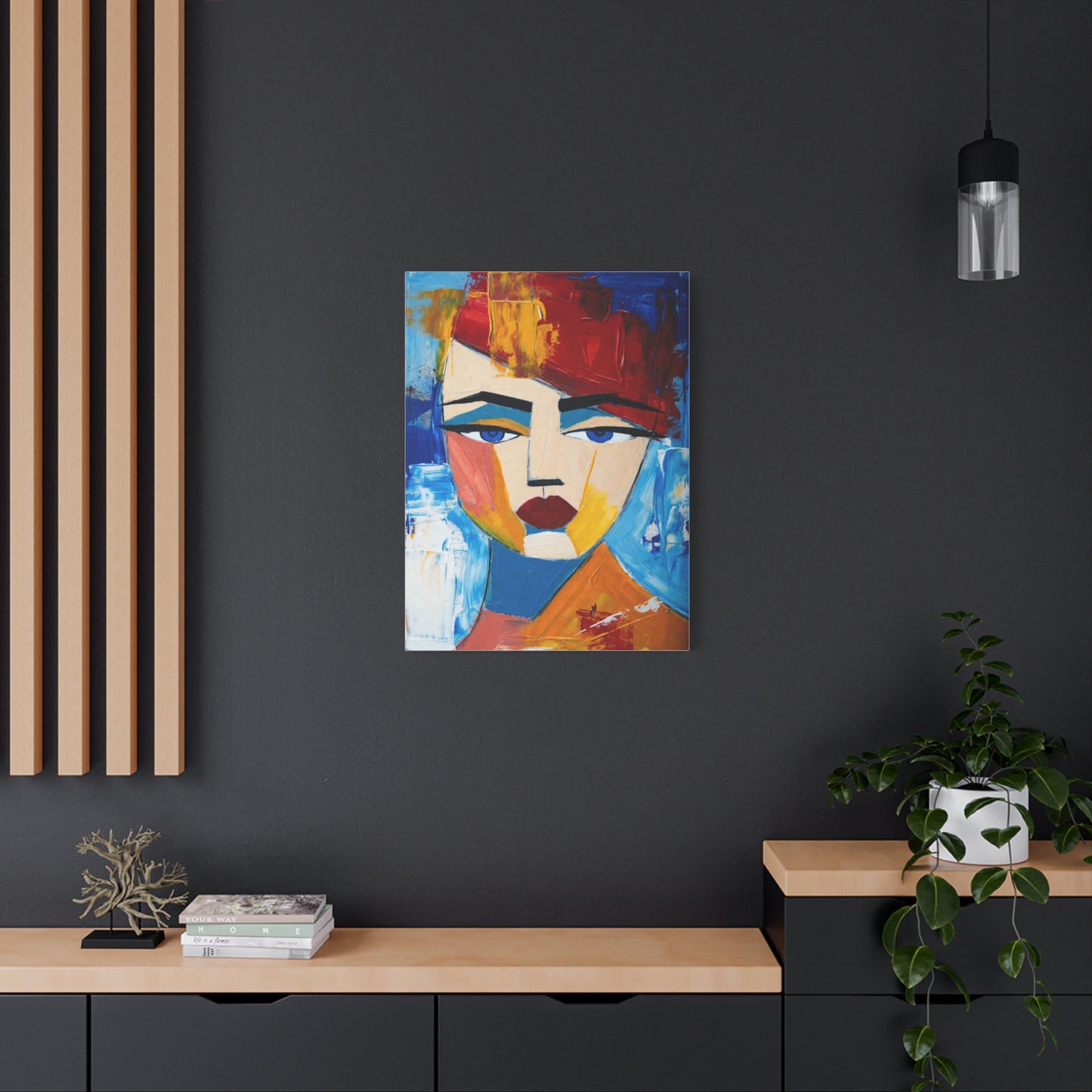 Abstract Colorful Face Matte Canvas Print — Modern Pop Art Portrait