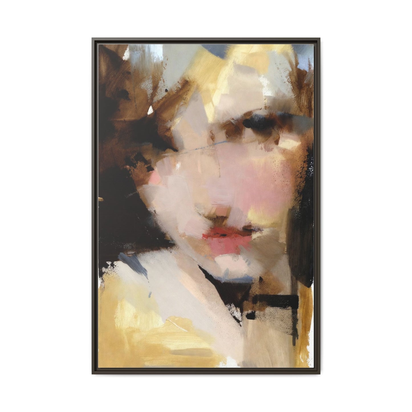 Abstract Portrait Matte Canvas Framed Print — Modern Feminine Wall Art