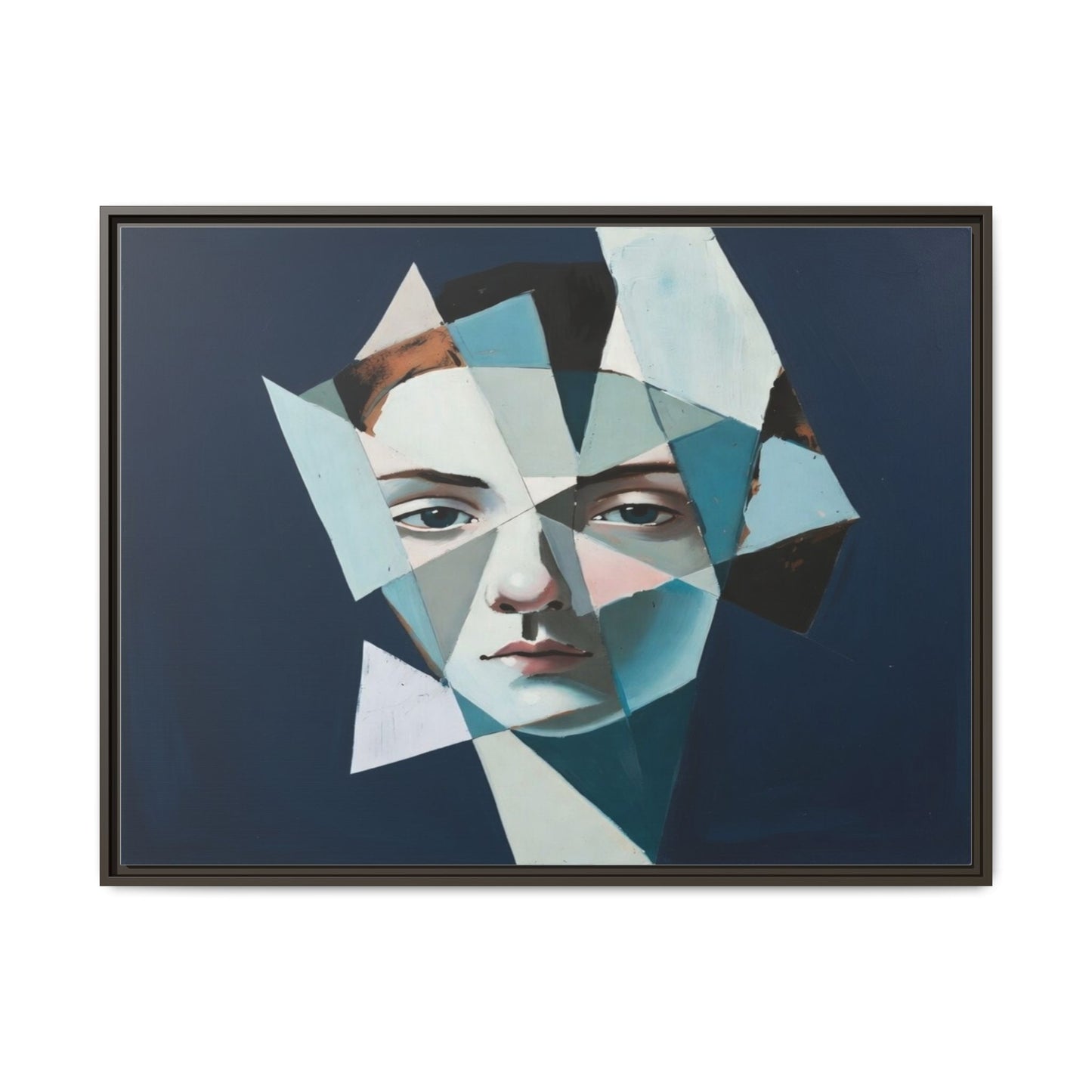Abstract Fragmented Portrait Matte Canvas (Framed)