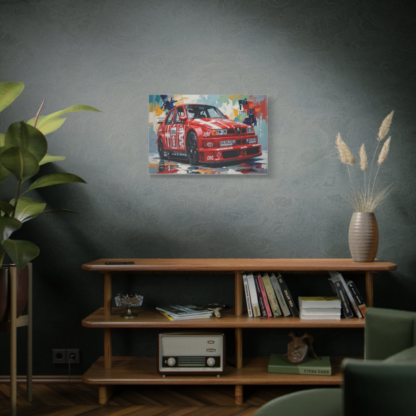 Racing Alfa Romeo Canvas Print — Red Race Car Stretched Wall Art