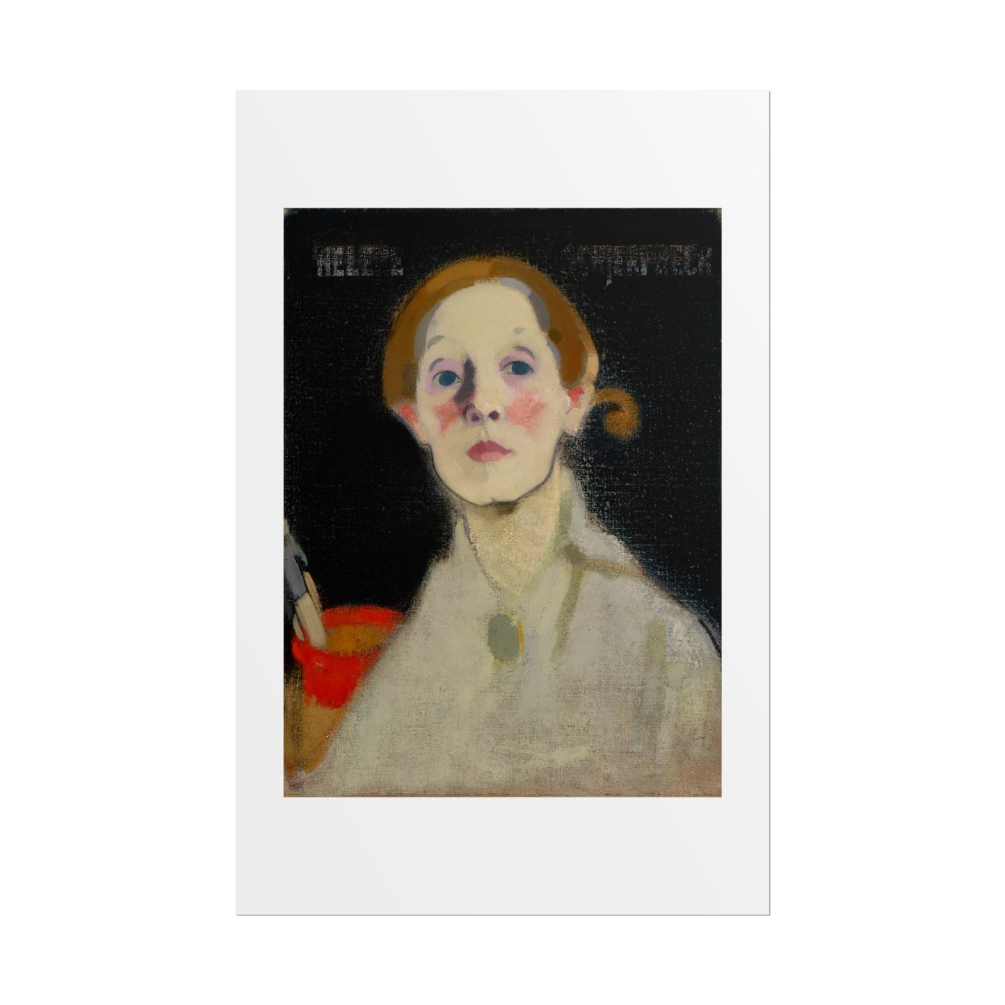 Self-Portrait Black Background by Helene Schjerfbeck Wall Art Print