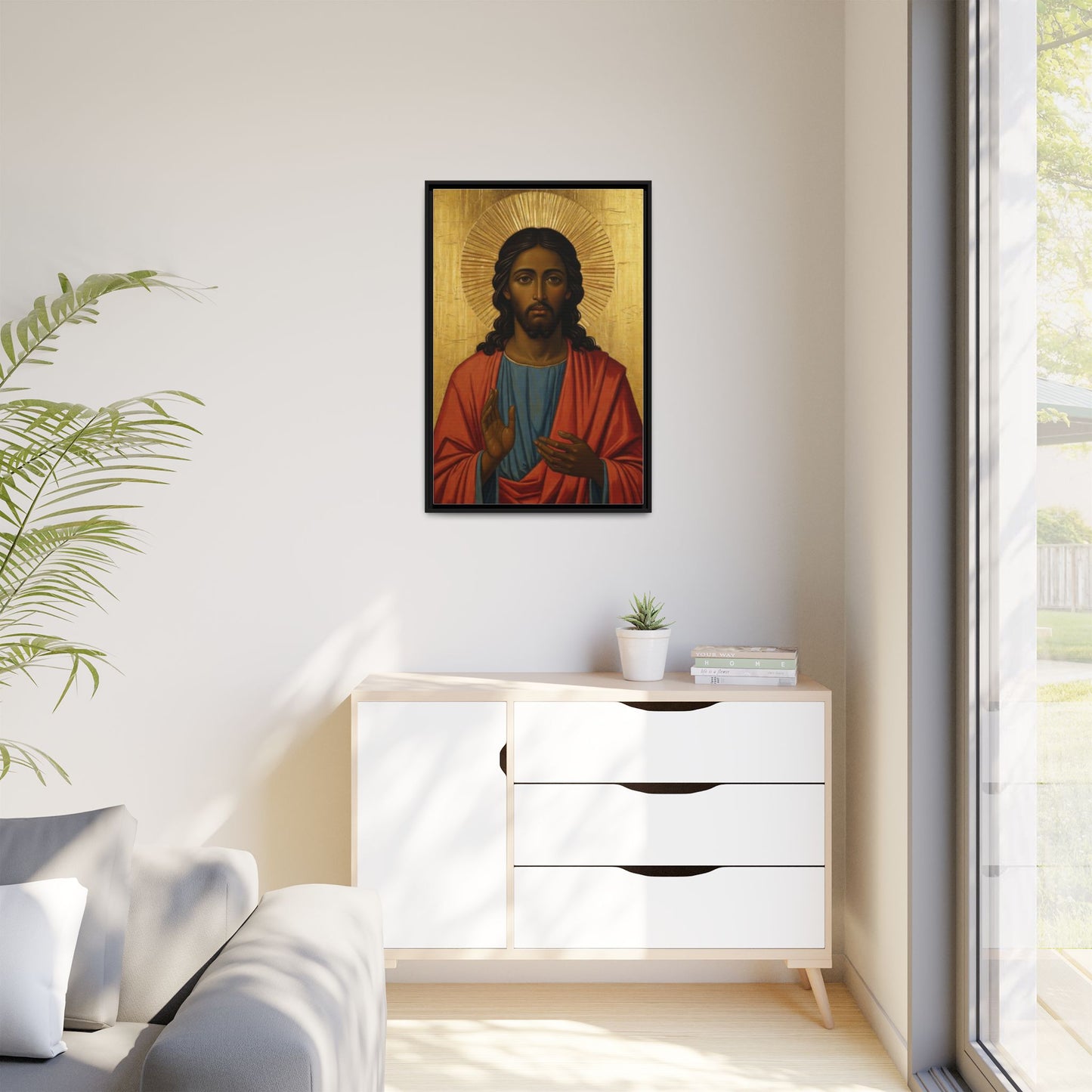 Framed Orthodox Christ Icon Matte Canvas — Religious Wall Art for Home, Church, or Prayer Corner