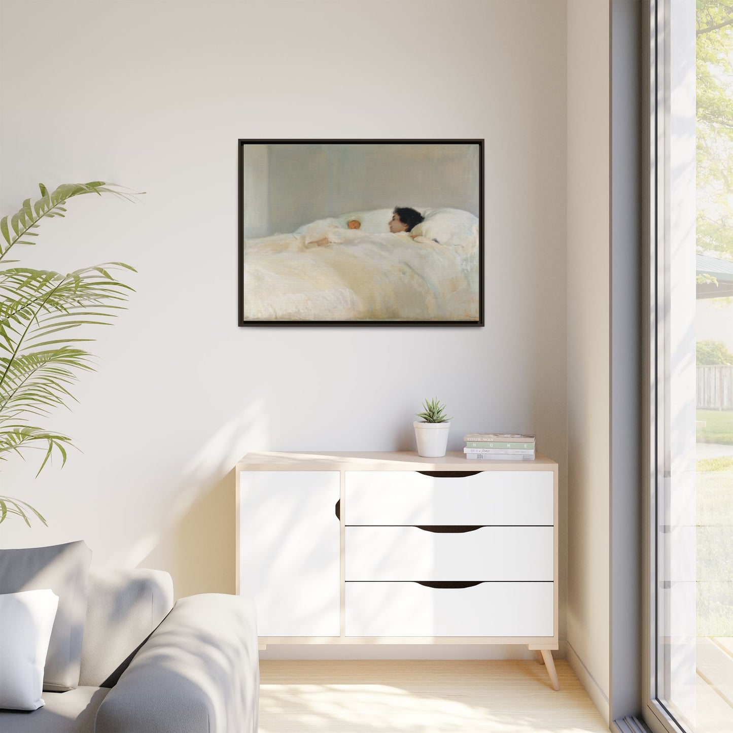 Mother by Joaquin Sorolla y Bastida Framed Matte Canvas Wall Art Print