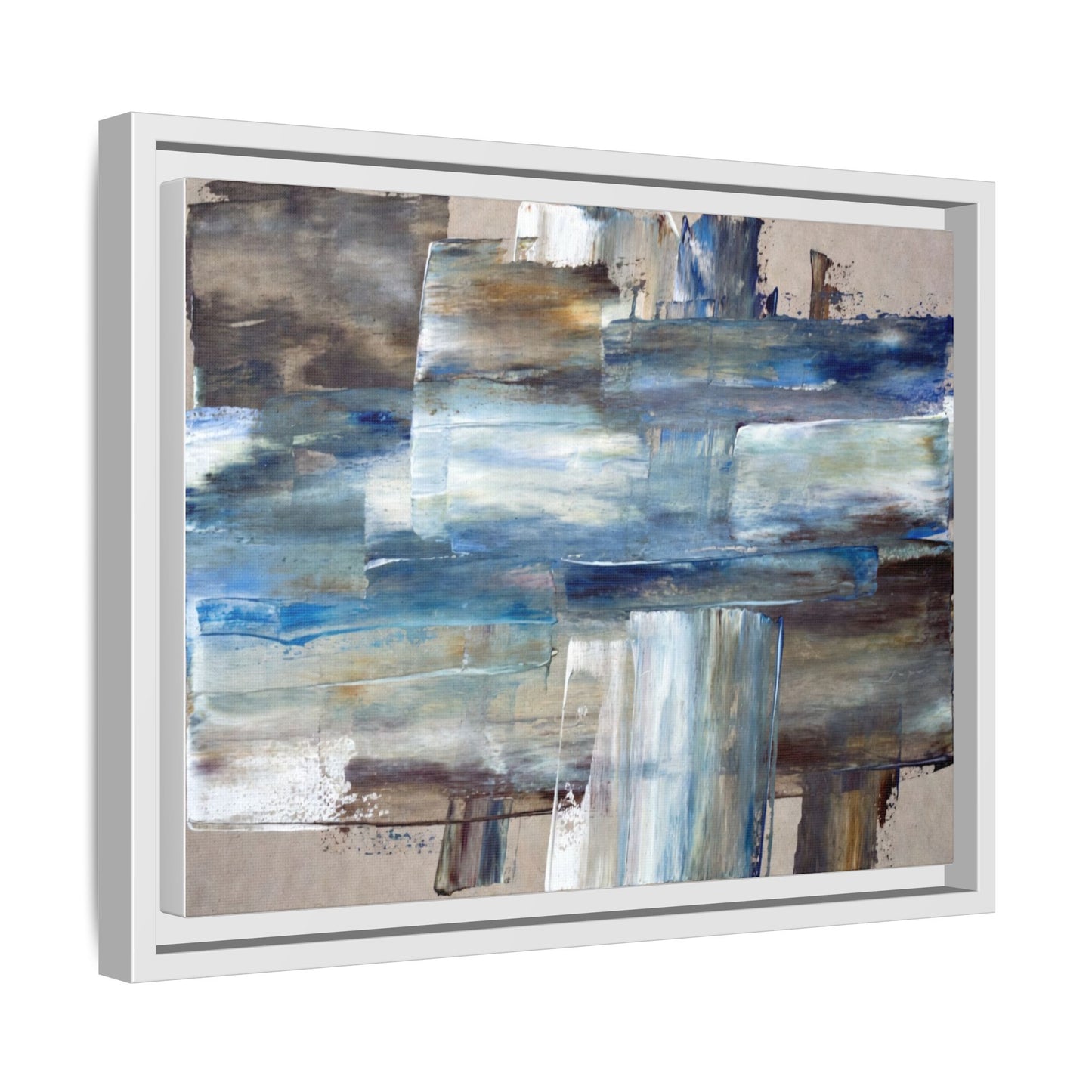 Abstract Blue Coastal Matte Canvas Framed Wall Art