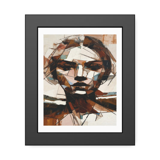 Abstract Cubist Portrait Framed Art Print — Modern Neutral Wall Decor