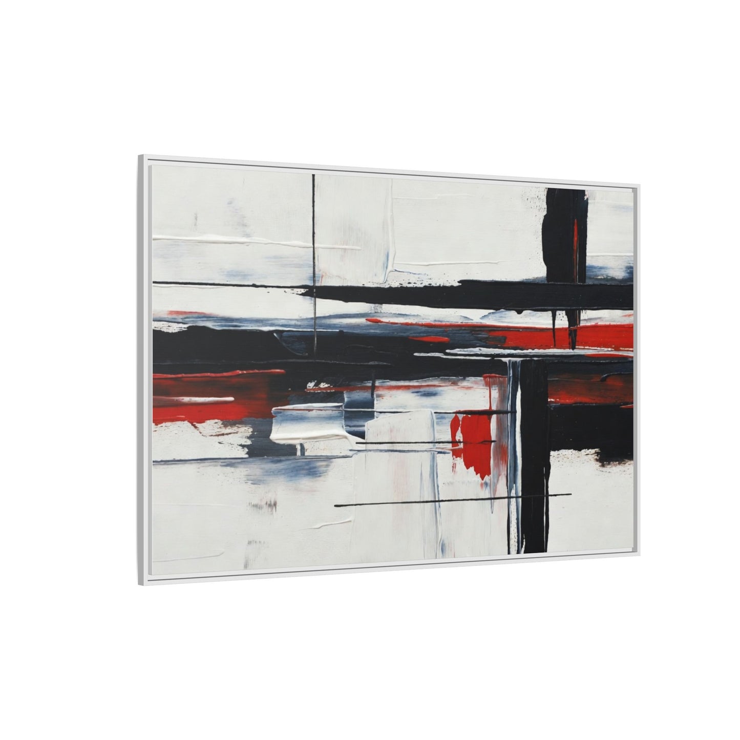 Abstract Red & Black Framed Canvas Art — Modern Matte Wall Painting
