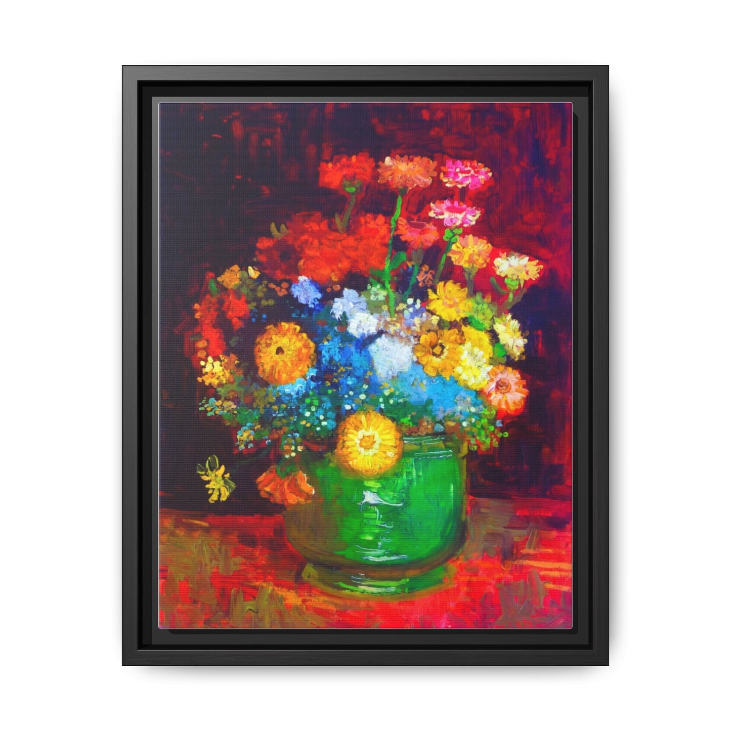 Framed Floral Canvas Print — Colorful Bouquet Wall Art