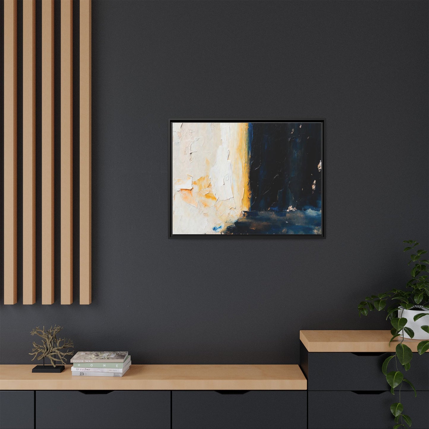 Abstract Coastal Texture Framed Canvas Art — Matte Multi-Color Wall Print