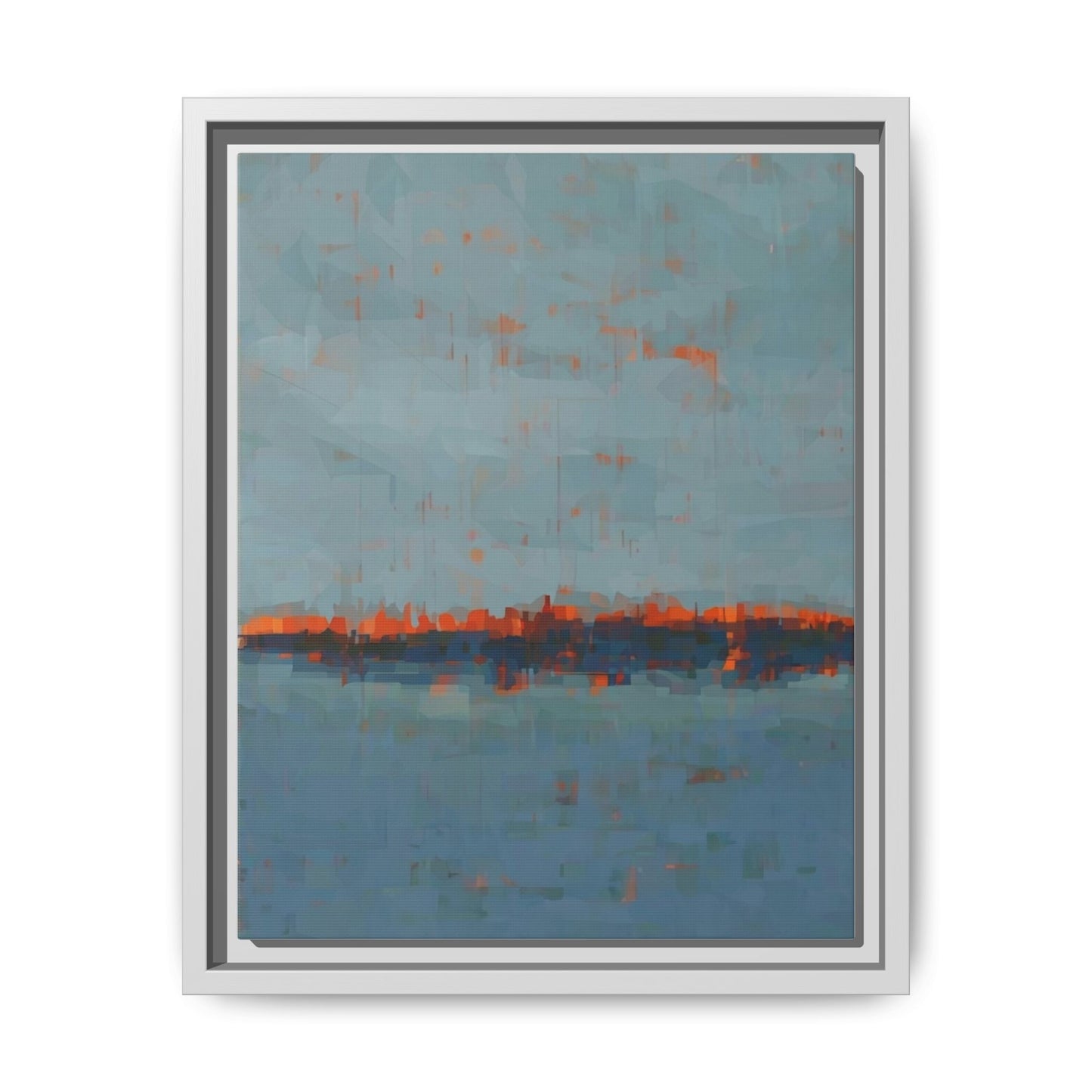 Framed Canvas Art — Teal & Orange Abstract Seascape