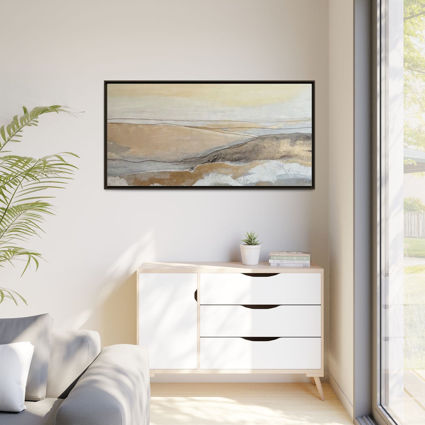 Framed Abstract Coastal Landscape Matte Canvas Wall Art