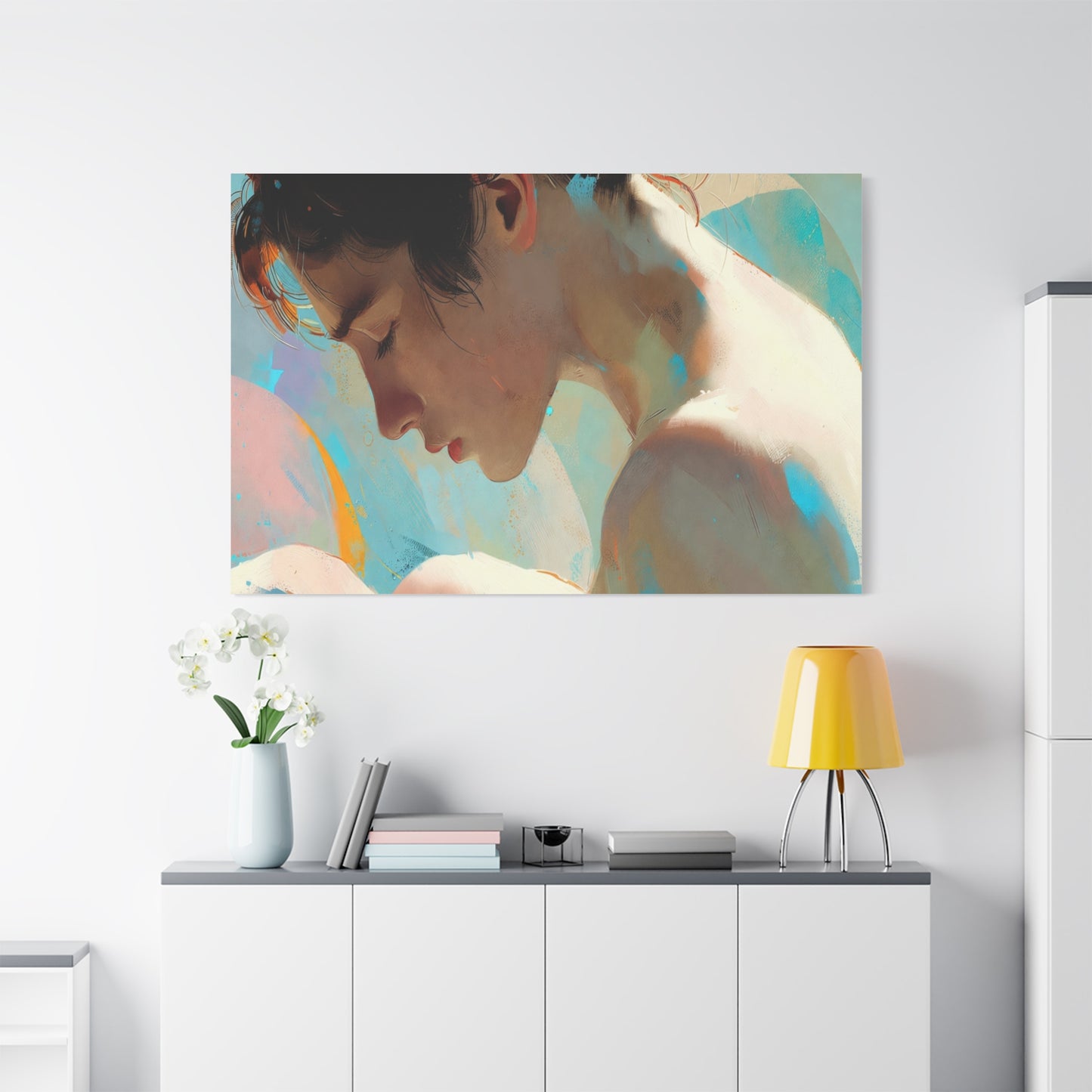 Dreamy Portrait Matte Canvas Print — Serene Female Profile Wall Art, Stretched 1.25"