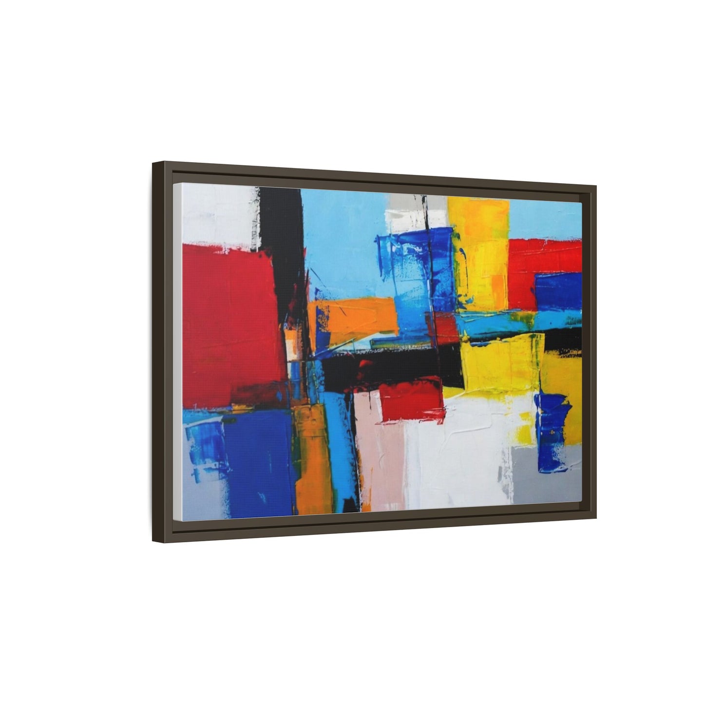 Abstract Color Block Matte Canvas Framed Wall Art