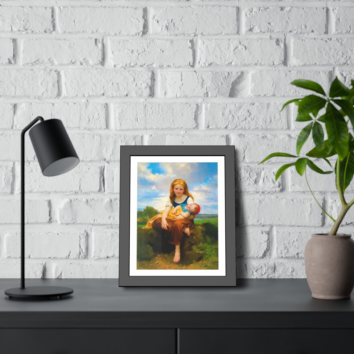 Framed Poster — Vintage Mother & Child Art Print