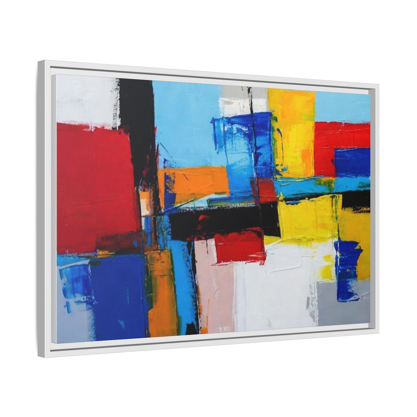 Abstract Color Block Matte Canvas Framed Wall Art