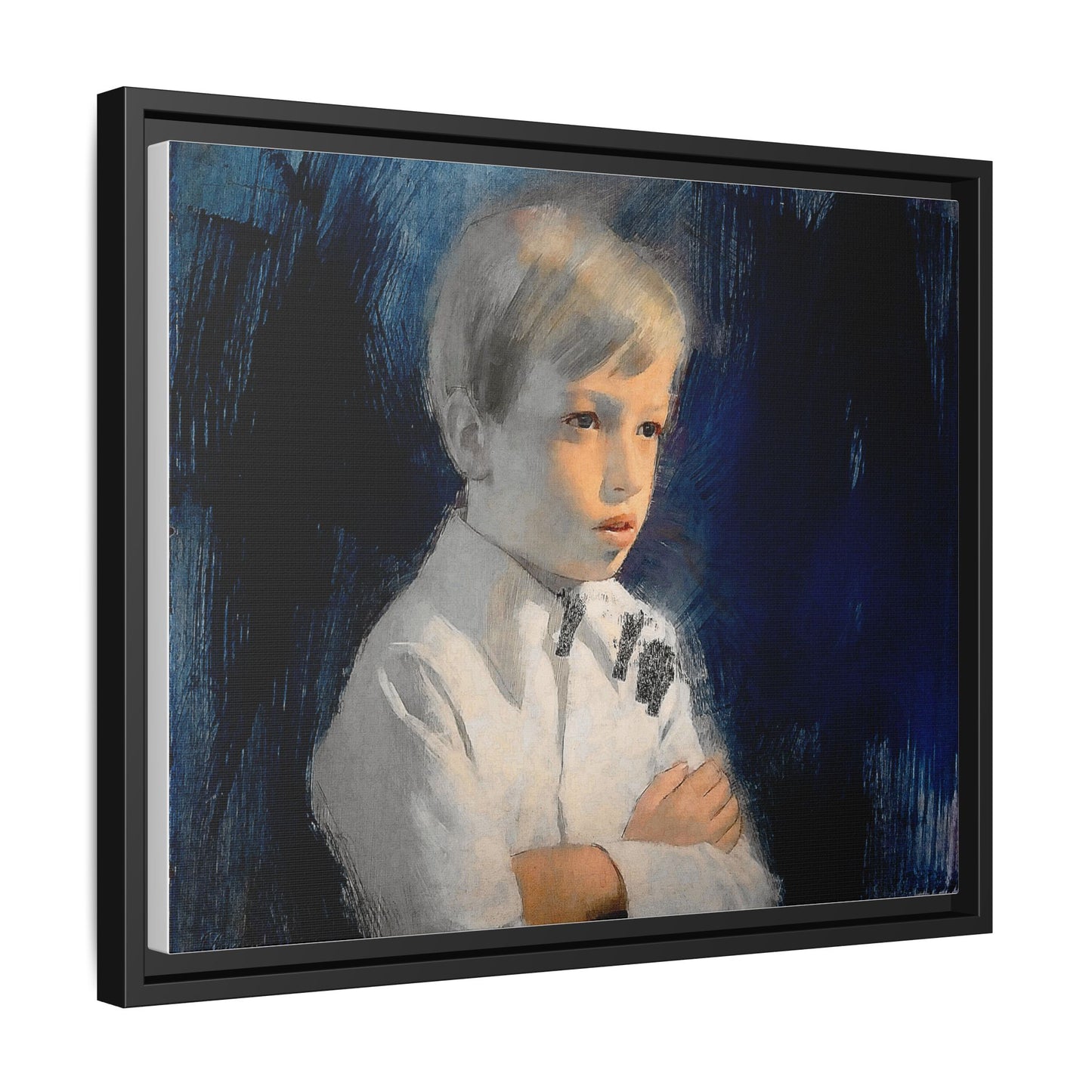 Painting of boy by Unknown Artist Framed Matte Canvas Wall Art Print