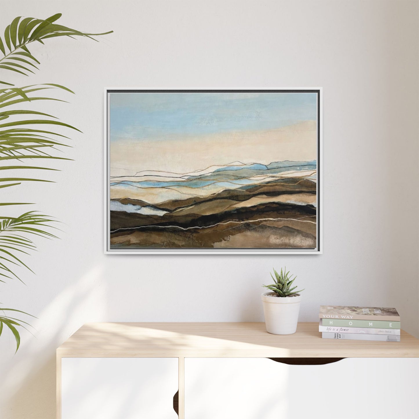 Framed Matte Canvas Print — Abstract Coastal Landscape Wall Art