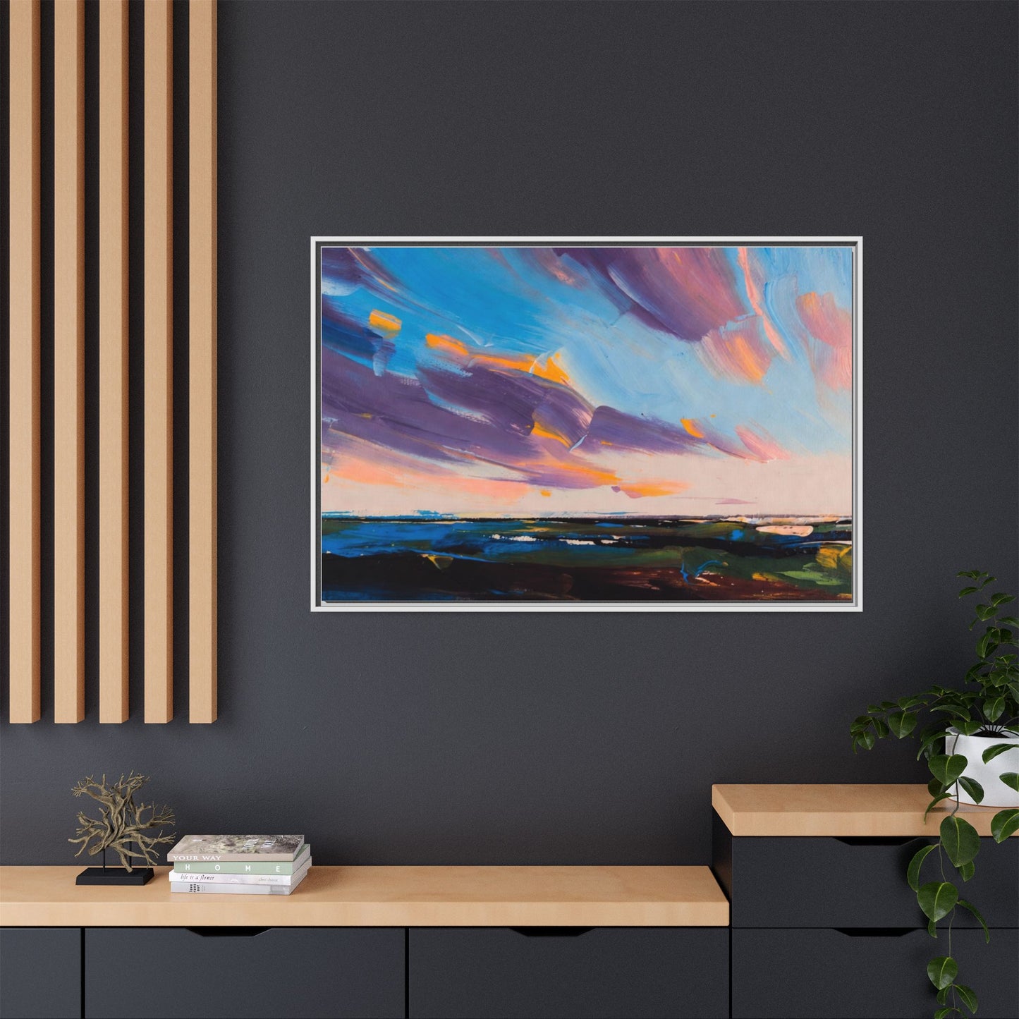 Framed Matte Canvas Abstract Seascape Sunset Art Print