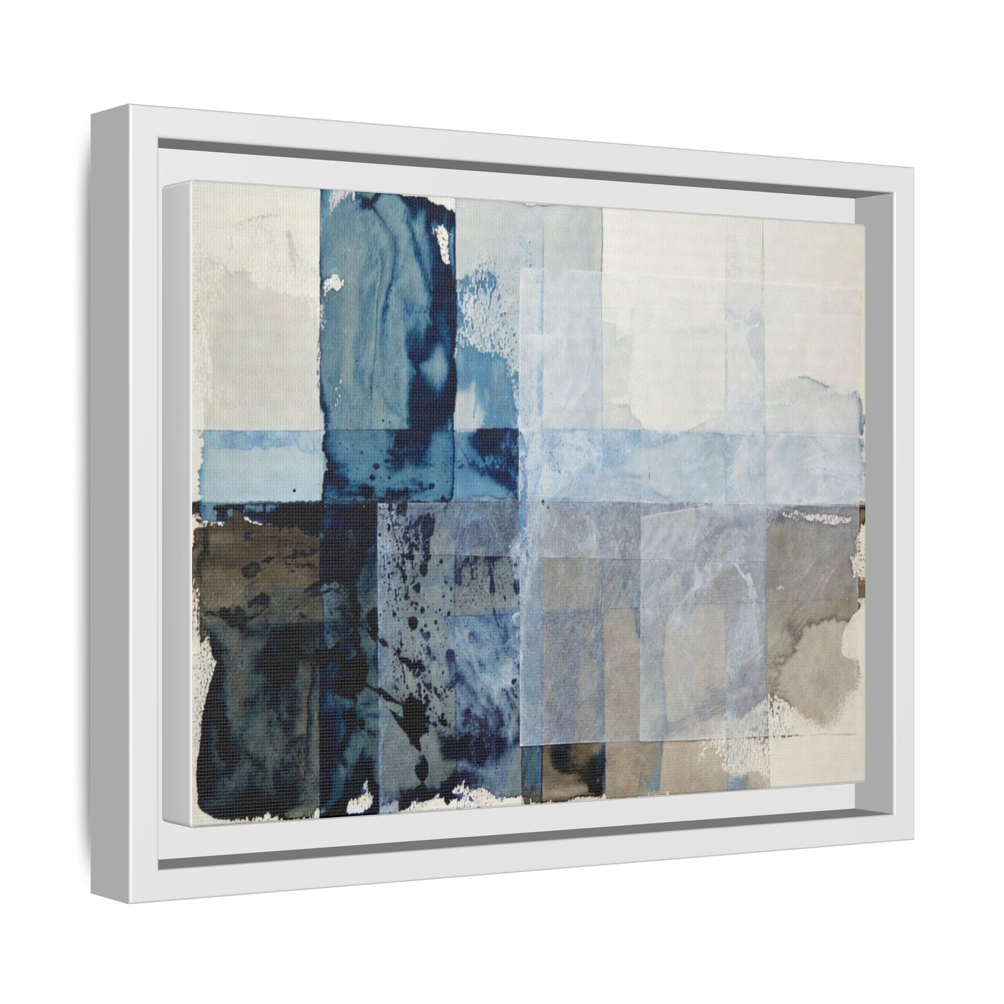 Abstract Coastal Blue Framed Canvas Art