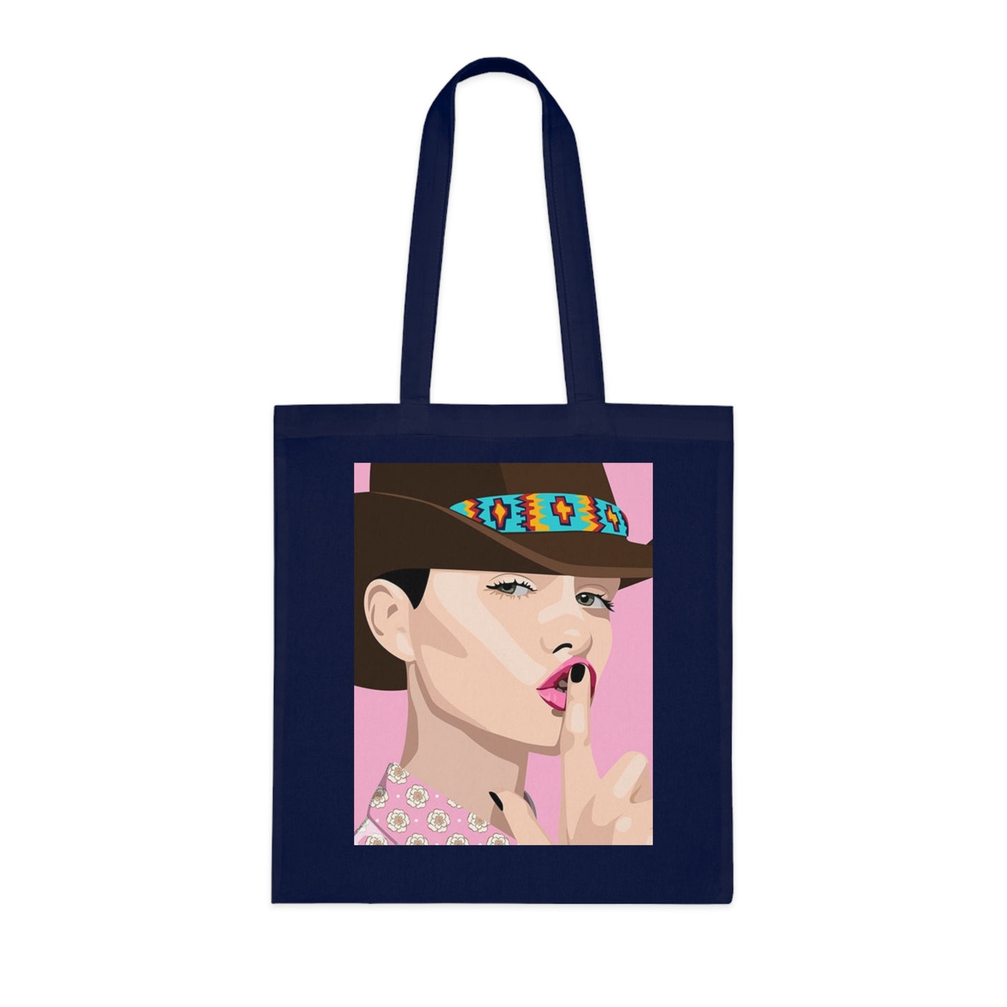 Pop Art Woman Tote Bag — Stylish Retro Portrait Cotton Shopper
