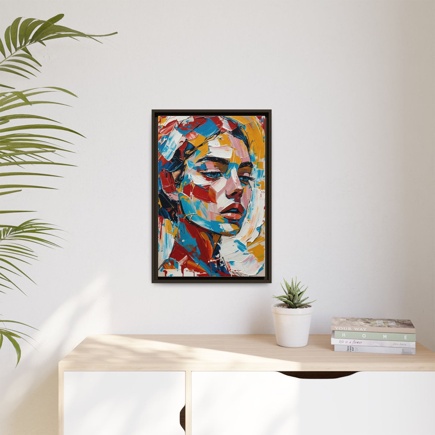 Colorful Abstract Portrait Framed Canvas Print