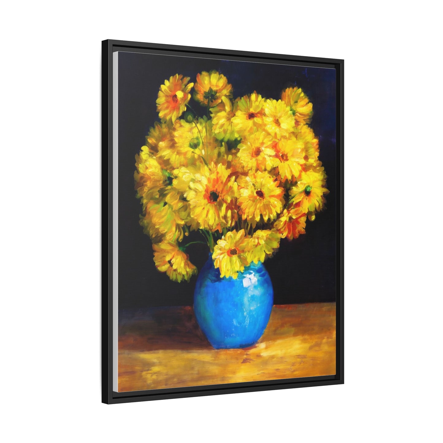 Yellow Daisy Bouquet Matte Canvas Framed Wall Art