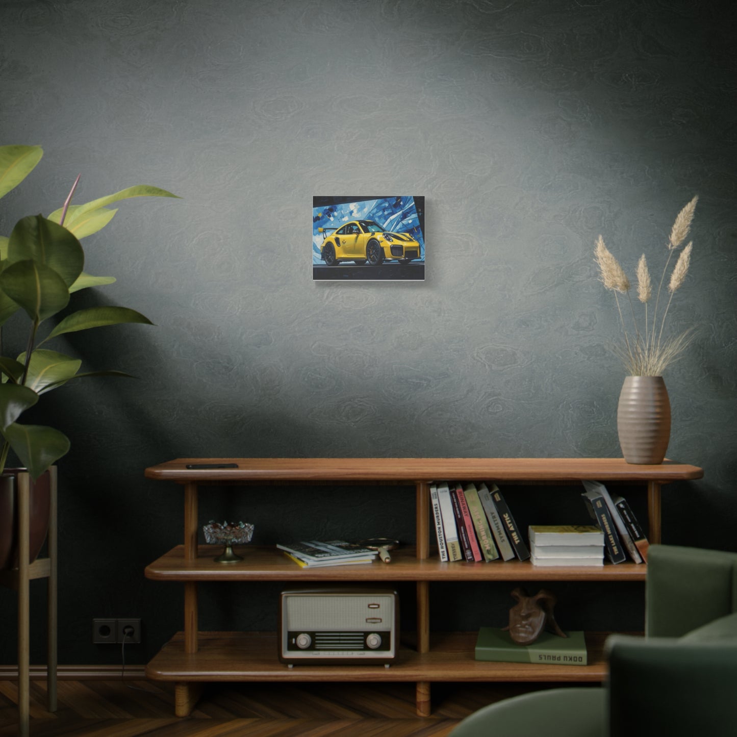 Yellow Porsche Sports Car Canvas Print — Modern Automotive Wall Art