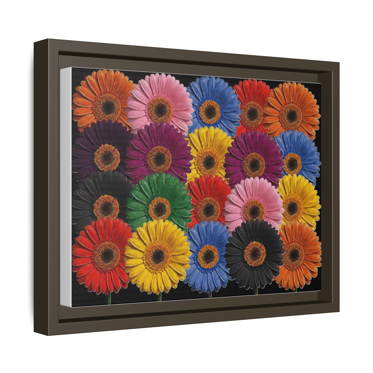 Framed Matte Canvas - Rainbow Gerbera Daisy Wall Art