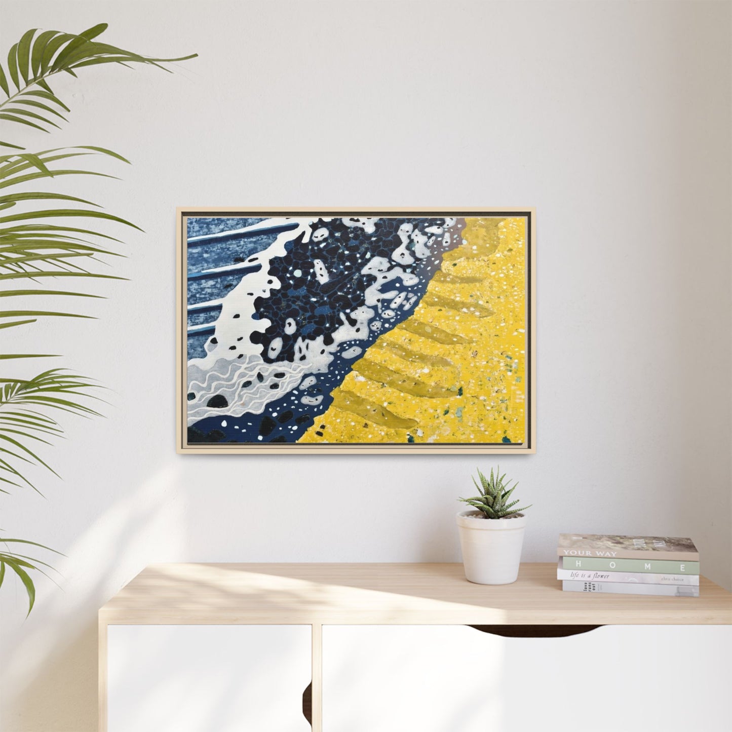 Framed Abstract Ocean & Sand Matte Canvas Print