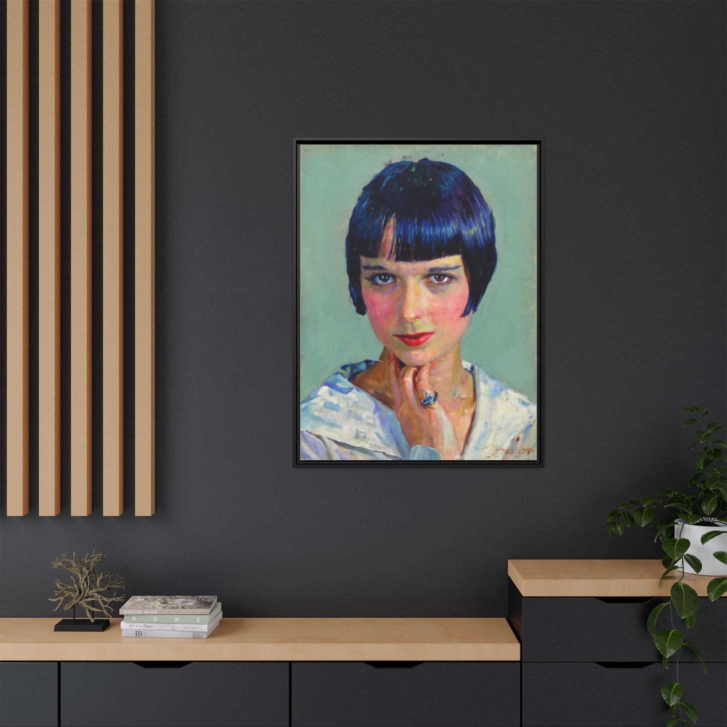 Framed Matte Canvas Portrait Print — Vintage Flapper Woman