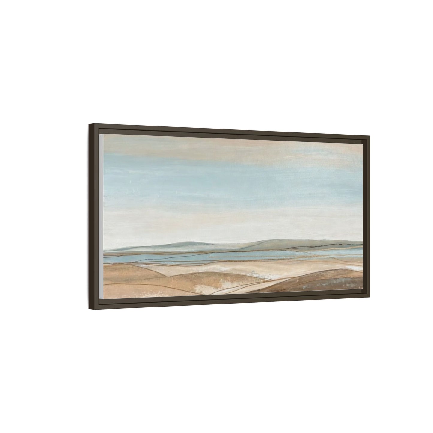Framed Abstract Landscape Matte Canvas — Serene Coastal Horizon Wall Art