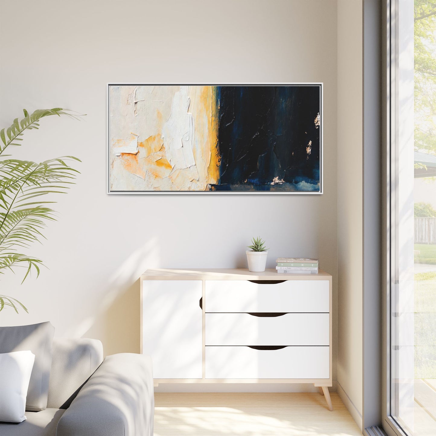 Abstract Coastal Texture Framed Canvas Art — Matte Multi-Color Wall Print