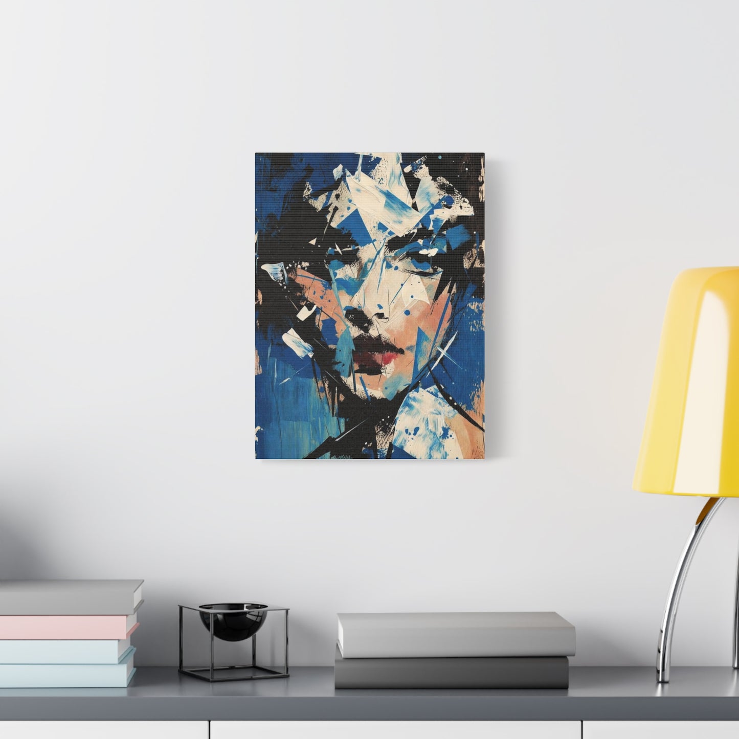 Abstract Blue Portrait Canvas Print — Modern Stretched Wall Art