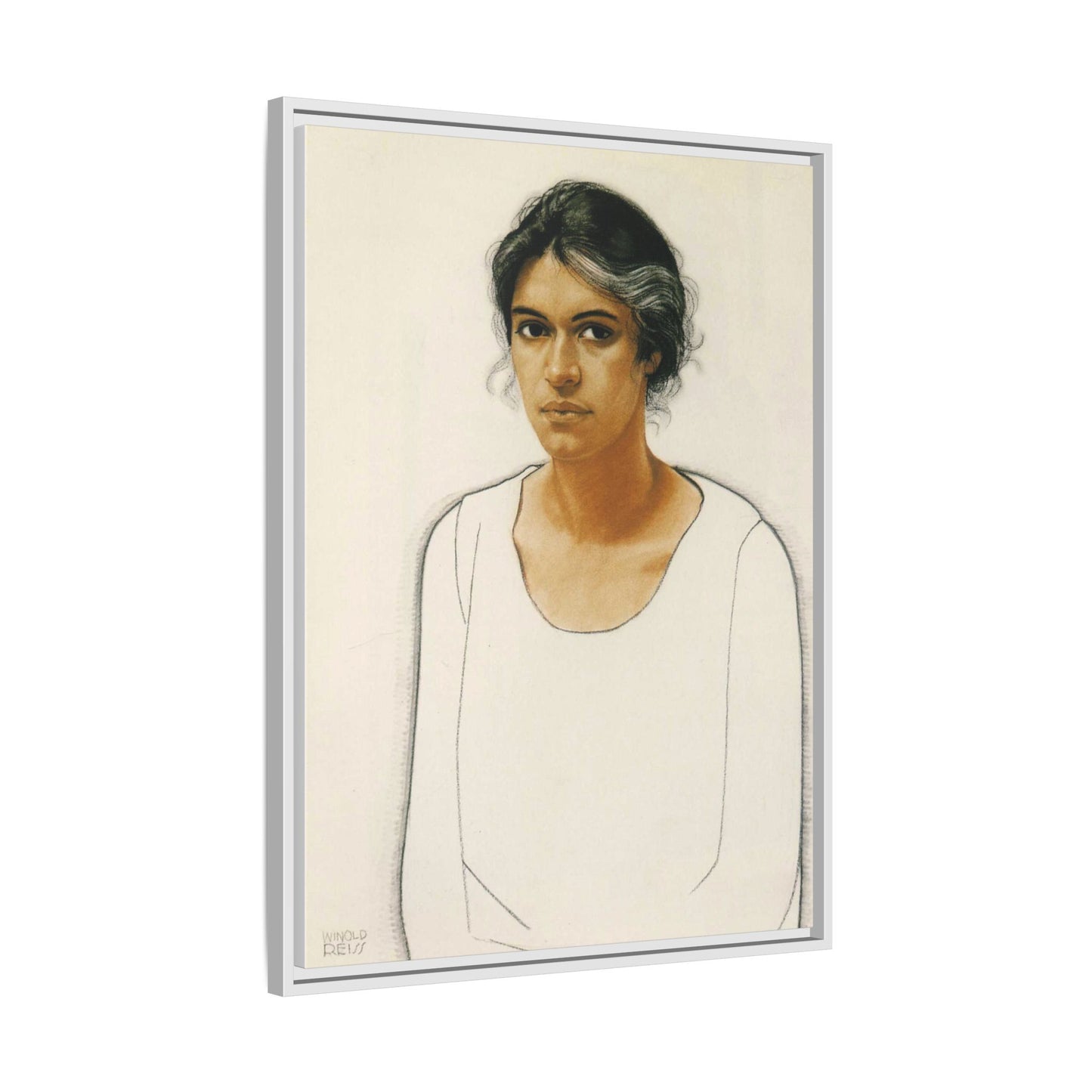 Portrait of a Woman by Winold Reiss Framed Matte Canvas Portrait Print