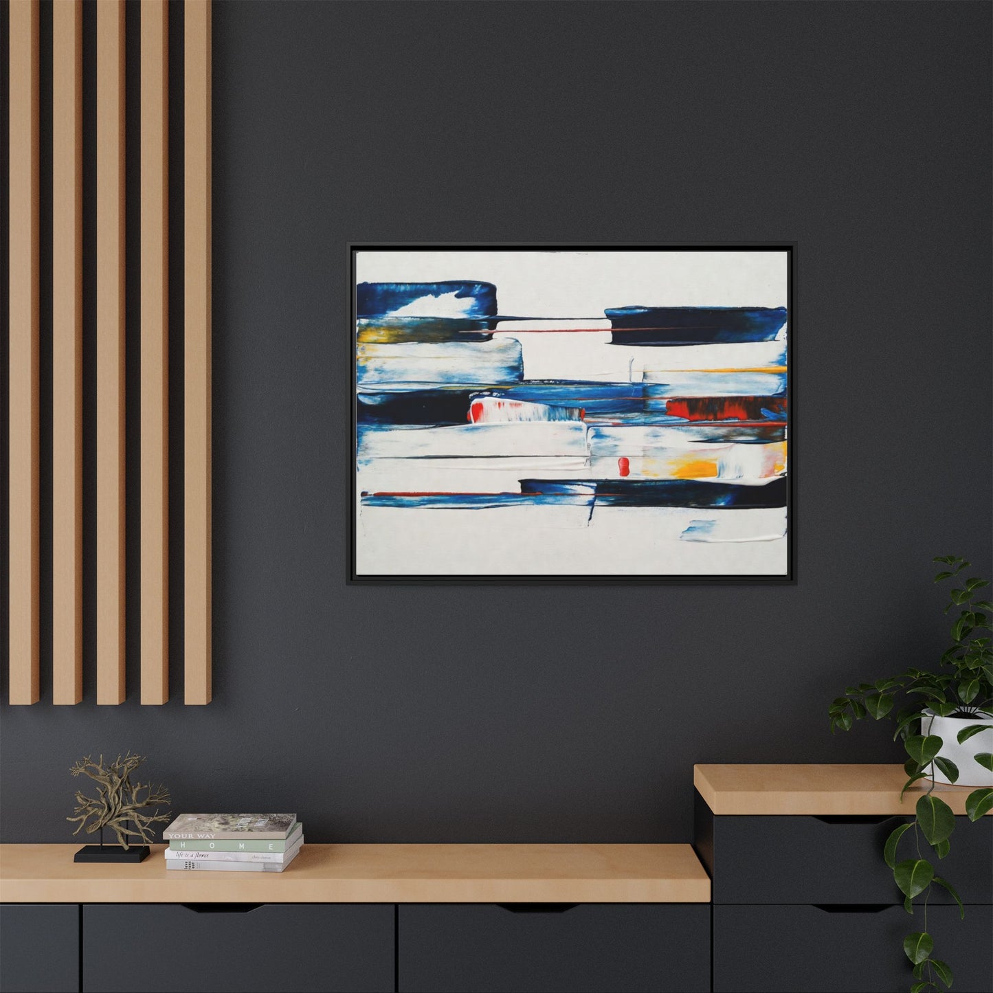 Abstract Coastal Brushstrokes Framed Canvas Print