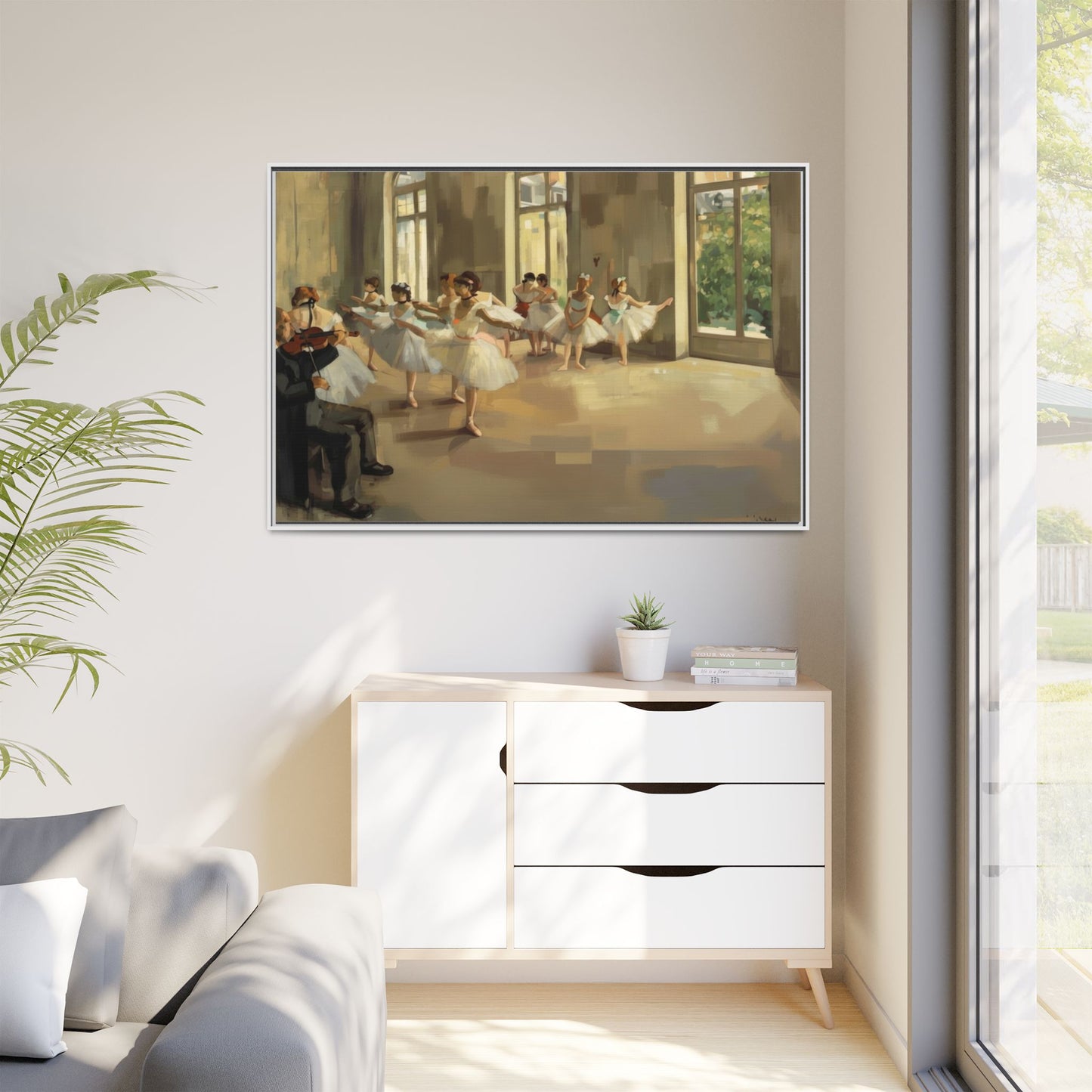 Framed Matte Canvas Print — Ballet Class Scene (Impressionist Dancers)
