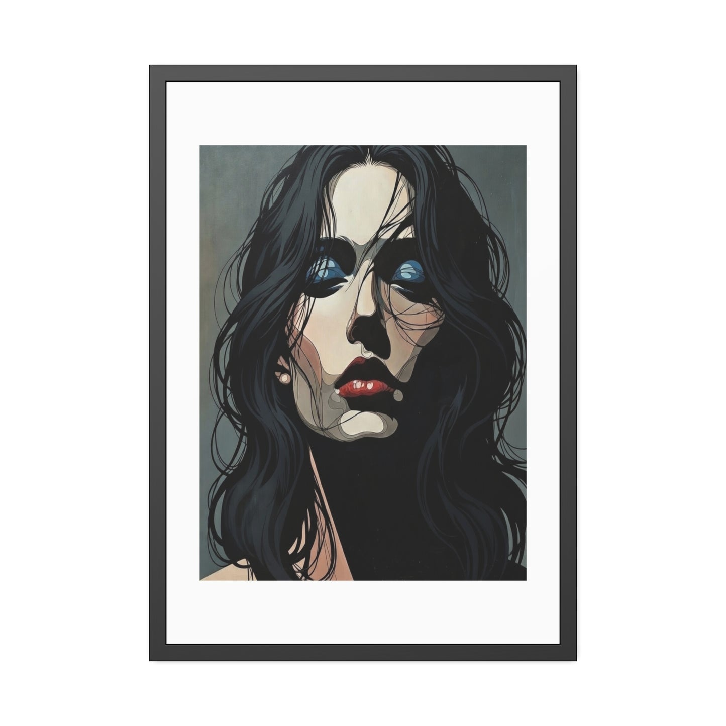 Framed Poster — Moody Portrait Art Print (Dark Feminine Wall Decor)