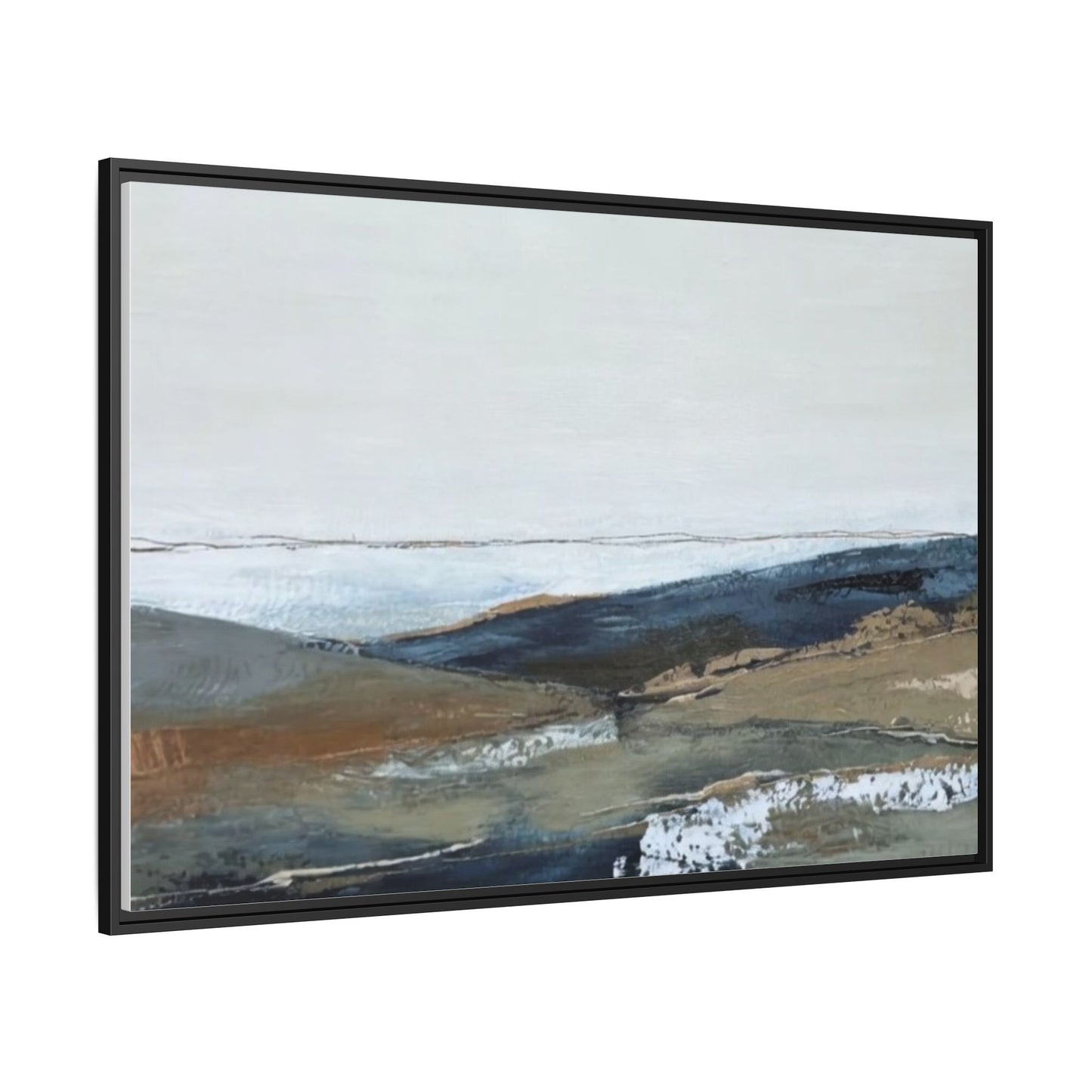 Framed Matte Canvas Wall Art — Serene Coastal Abstract Landscape